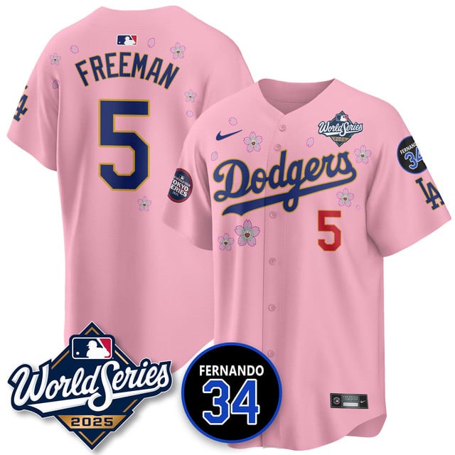 Los Angeles Dodgers Tokyo Series 2025 NL Champions Jersey pink #5 Freddie Freeman