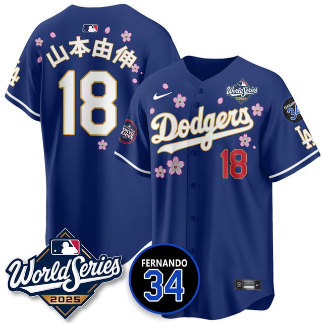Los Angeles Dodgers Tokyo Series 2025 NL Champions Jersey royal #18 Yamamoto (kanji)