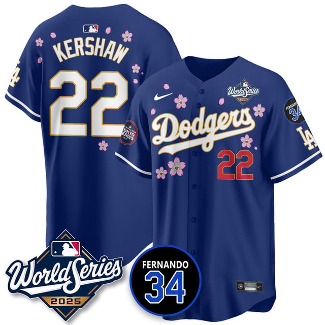 Los Angeles Dodgers Tokyo Series 2025 NL Champions Jersey royal #22 Clayton Kershaw