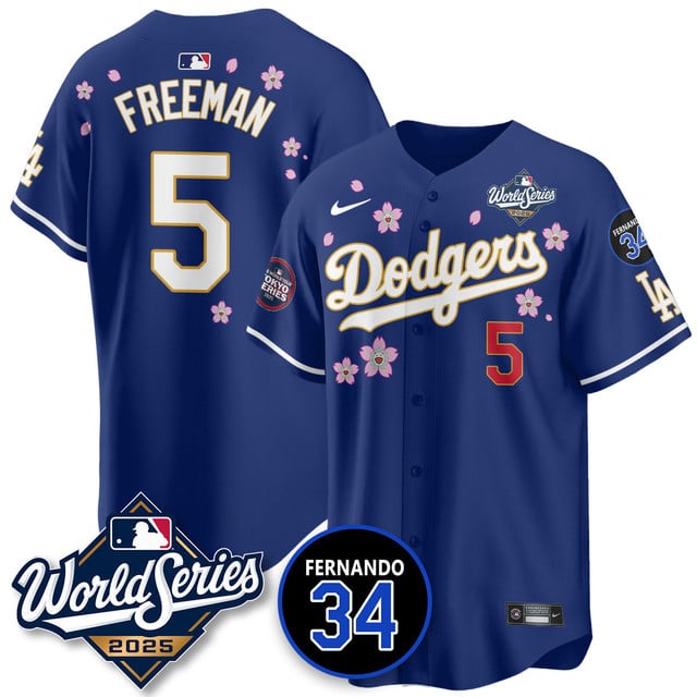 Los Angeles Dodgers Tokyo Series 2025 NL Champions Jersey royal #5 Freddie Freeman