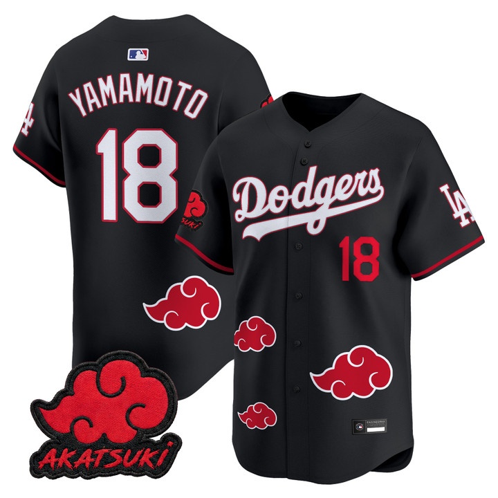 Los Angeles Dodgers x Naruto Akatsuki Edition Vapor Premier Limited Jersey #18 YAMAMOTO
