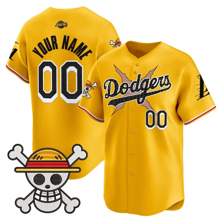 Los Angeles Dodgers x One Piece x Mamba Vapor Premier Limited Custom Jersey GOLD
