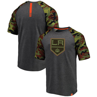 Los Angeles Kings Fanatics Braned Heathered Gray Camo Recon Camo Raglan T-Shirt