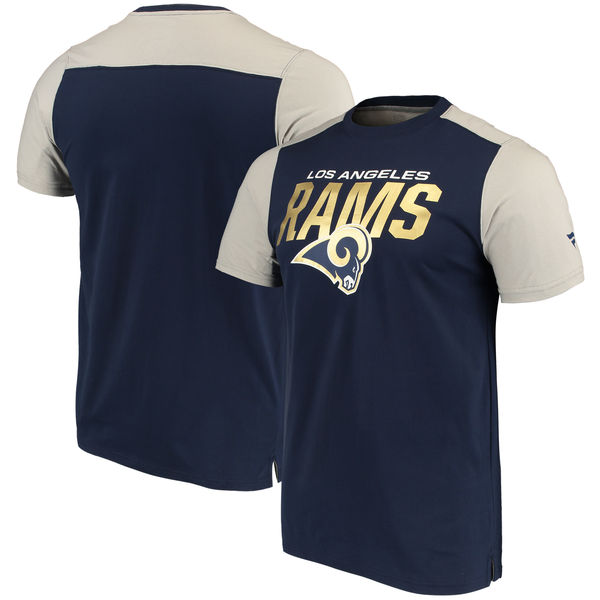 Los Angeles Rams NFL Pro Line By Fanatics Branded Iconic Color Blocked T-Shirt Navy Gray