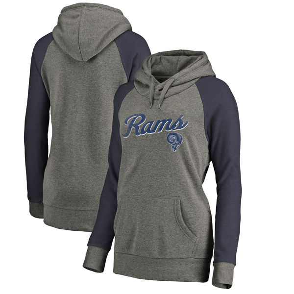 Los Angeles Rams NFL Pro Line By Fanatics Branded Women's Timeless Collection Rising Script Plus Size Tri-Blend Hoodie Ash
