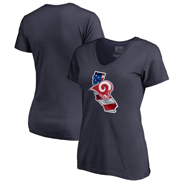 Los Angeles Rams Navy Women's NFL Pro Line By Fanatics Branded Banner State T-Shirt