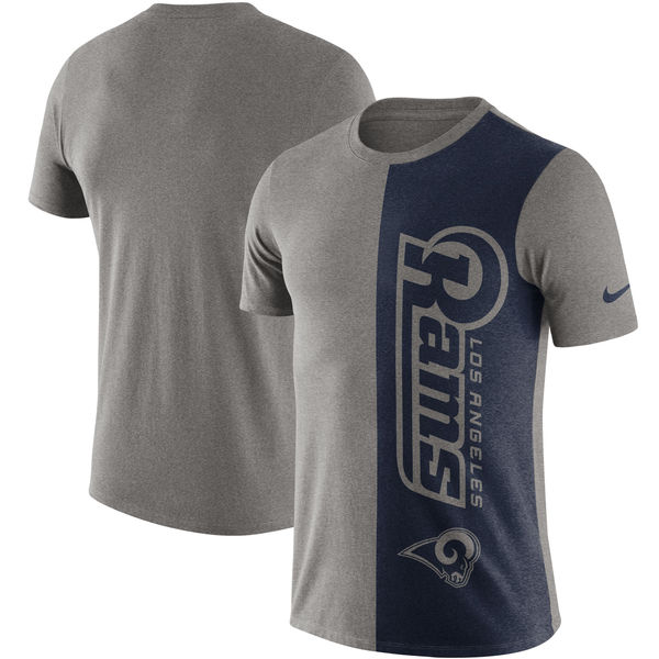 Los Angeles Rams Nike Coin Flip Tri Blend T-Shirt Heathered Gray Navy