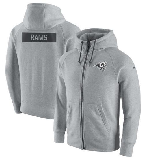 Los Angeles Rams Nike Gridiron Gray 2.0 Full Zip Hoodie Ash