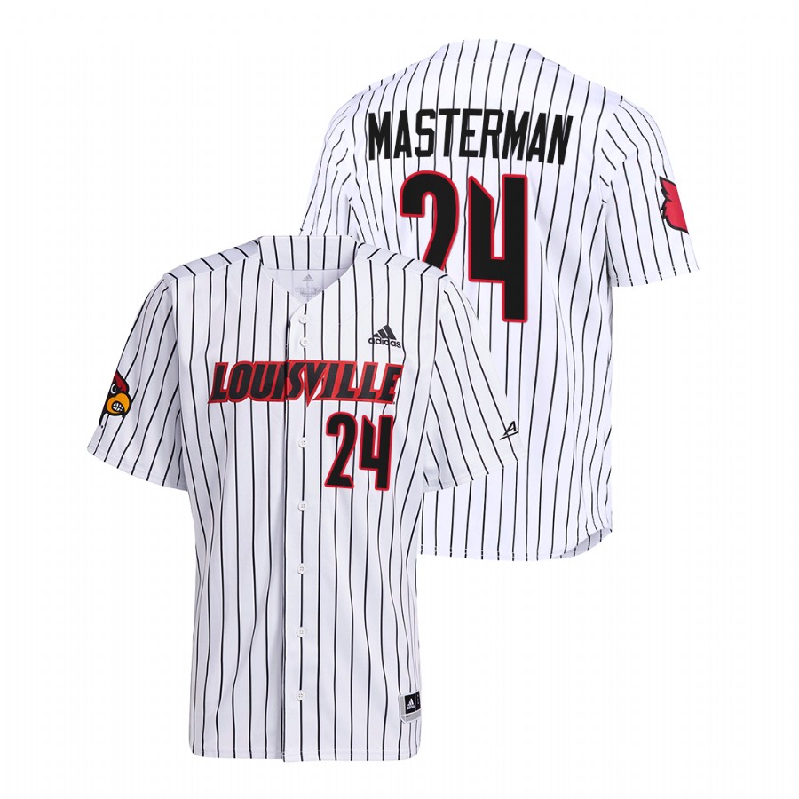Louisville Cardinals Cameron Masterman Men White College Baseball Pinstripe Jersey