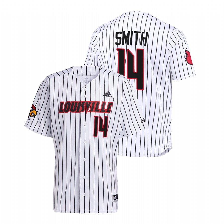 Louisville Cardinals Noah Smith Men White College Baseball Pinstripe Jersey