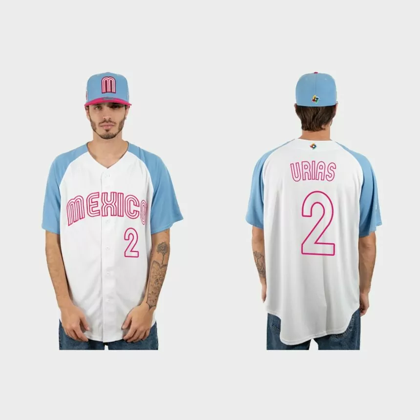 Luis Urias Mexico Baseball 2023 World Baseball Classic Jersey – White Blue