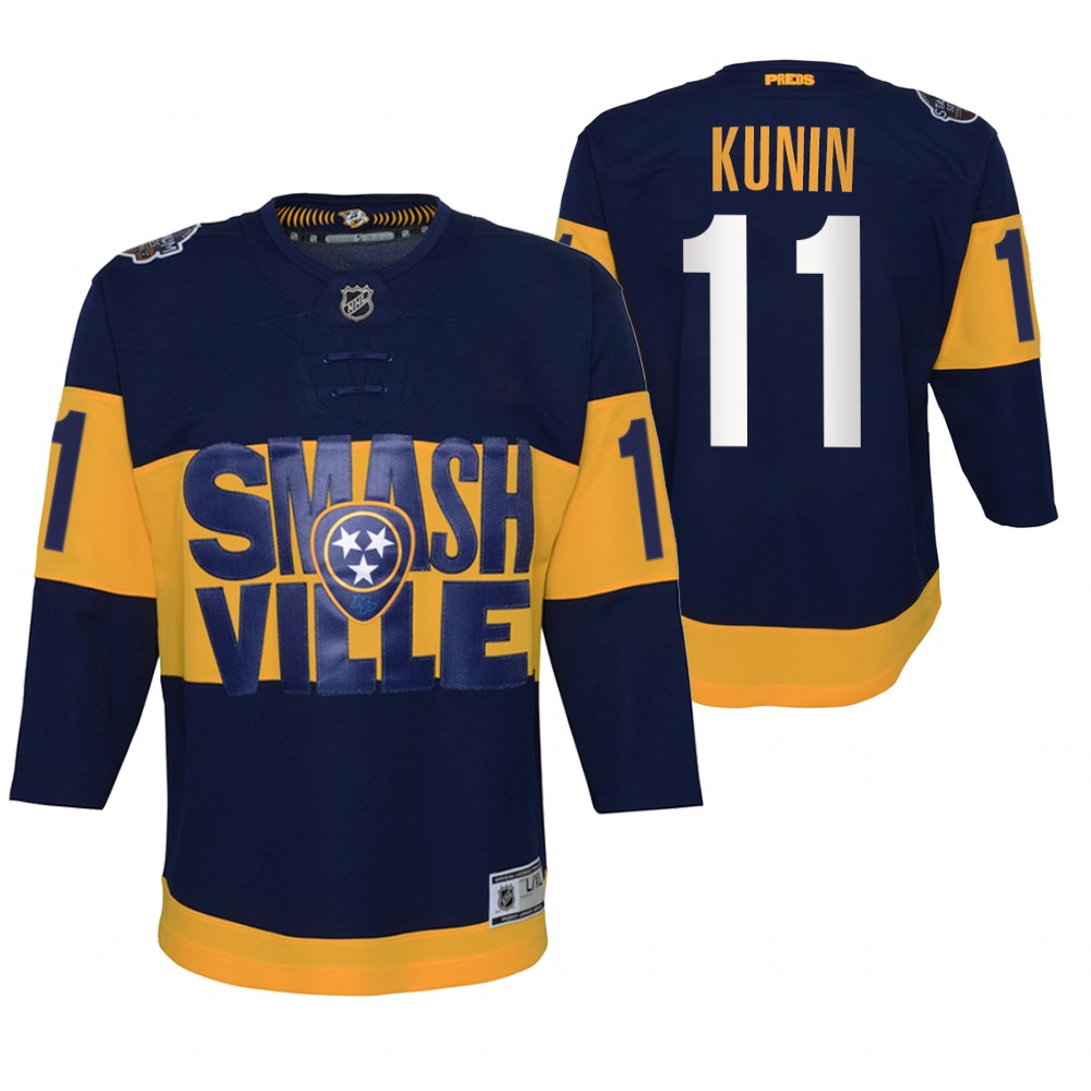Luke Kunin Nashville Predators Navy 2022 Stadium Series Youth Jersey Primegreen Authentic