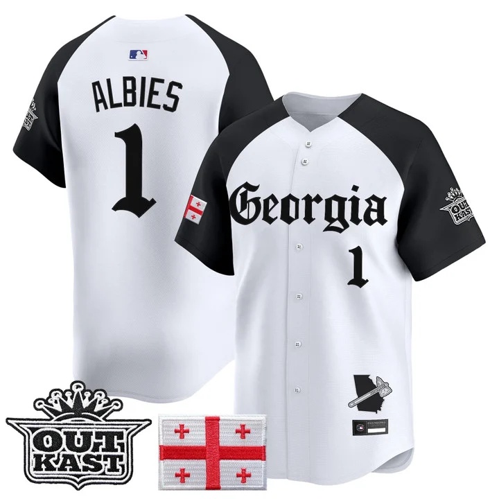 MEN'S ATLANTA BRAVES 'GEORGIA X OUTKAST GOTHIC EDITION' VAPOR PREMIER LIMITED JERSEY ALTERNATE#1 OZZIE ALBIES
