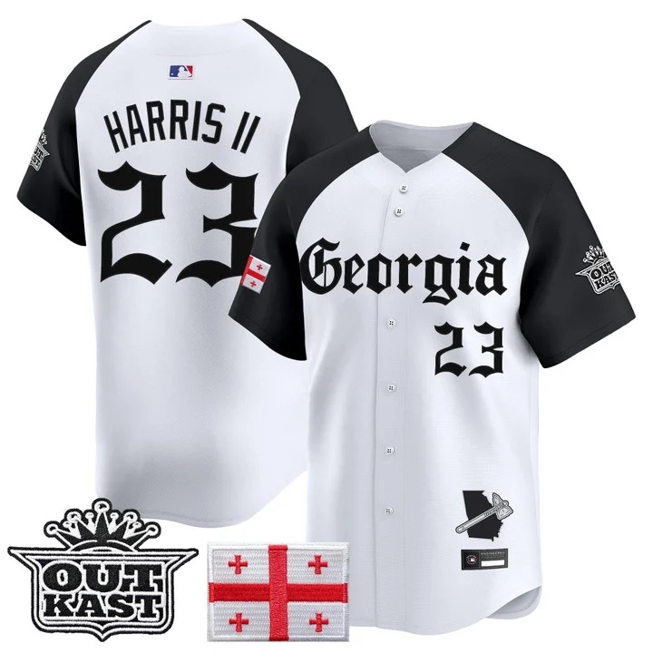 MEN'S ATLANTA BRAVES 'GEORGIA X OUTKAST GOTHIC EDITION' VAPOR PREMIER LIMITED JERSEY ALTERNATE#23 MICHAEL HARRIS II