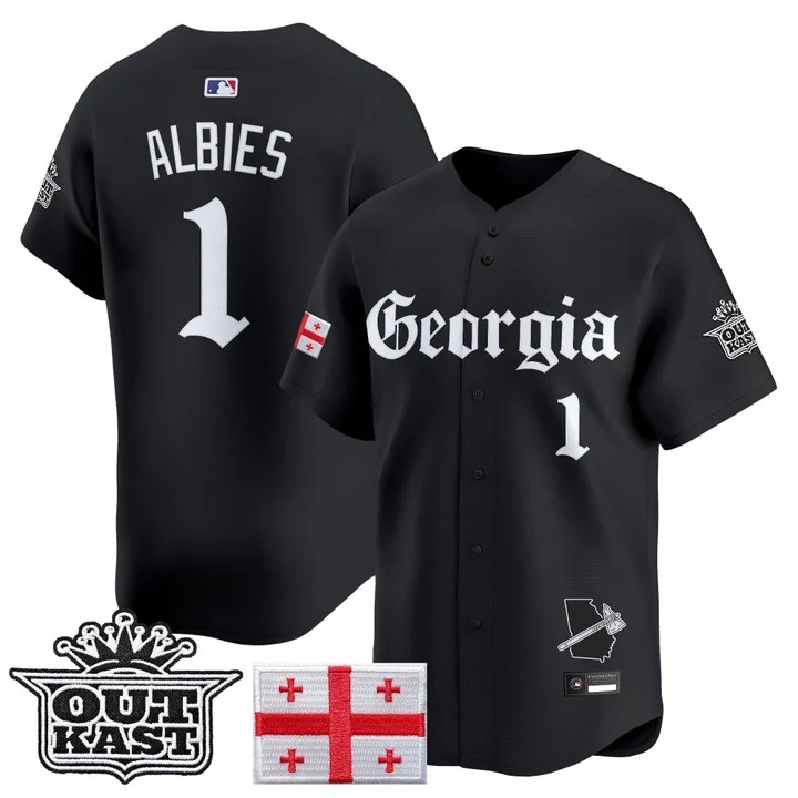 MEN'S ATLANTA BRAVES 'GEORGIA X OUTKAST GOTHIC EDITION' VAPOR PREMIER LIMITED JERSEY BLACK#1 OZZIE ALBIES