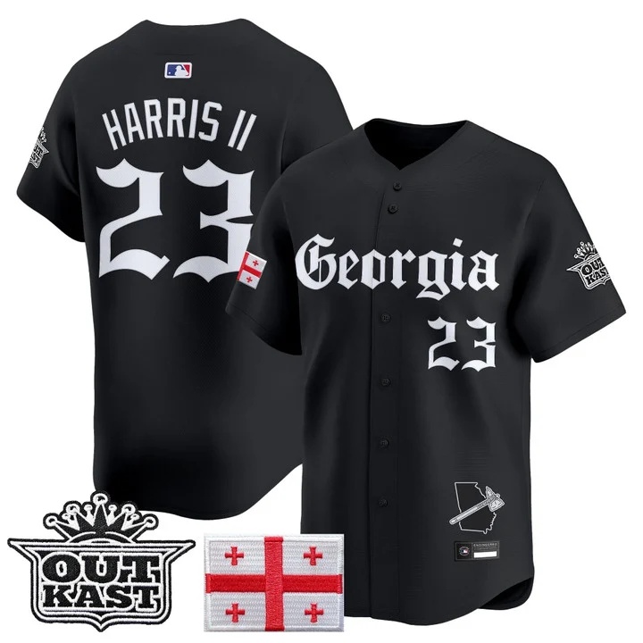 MEN'S ATLANTA BRAVES 'GEORGIA X OUTKAST GOTHIC EDITION' VAPOR PREMIER LIMITED JERSEY BLACK#23 MICHAEL HARRIS II