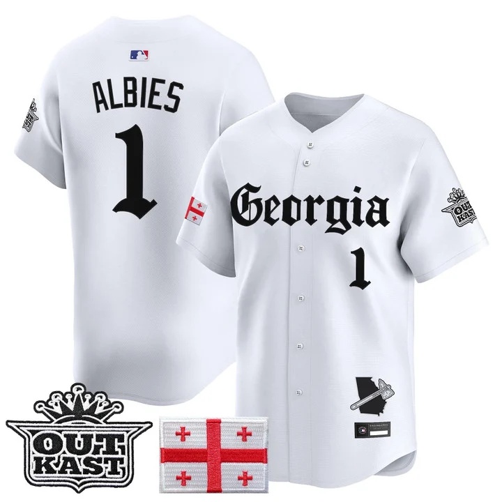 MEN'S ATLANTA BRAVES 'GEORGIA X OUTKAST GOTHIC EDITION' VAPOR PREMIER LIMITED JERSEY WHITE#1 OZZIE ALBIES