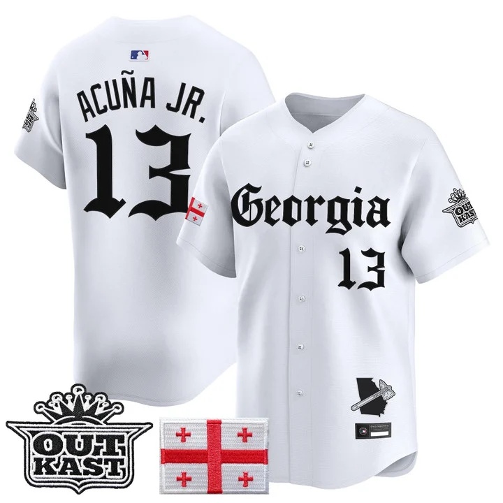 MEN'S ATLANTA BRAVES 'GEORGIA X OUTKAST GOTHIC EDITION' VAPOR PREMIER LIMITED JERSEY WHITE#13 RONALD ACUNA JR.