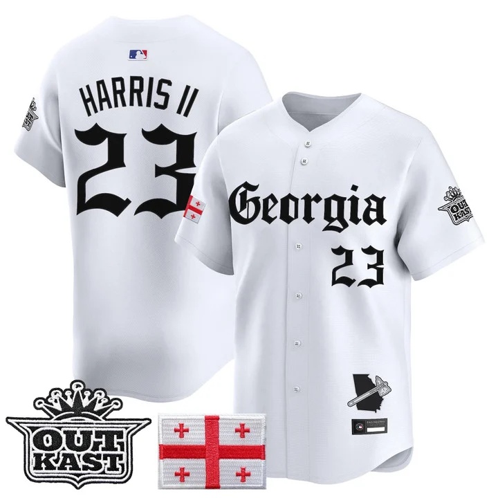 MEN'S ATLANTA BRAVES 'GEORGIA X OUTKAST GOTHIC EDITION' VAPOR PREMIER LIMITED JERSEY WHITE#23 MICHAEL HARRIS II