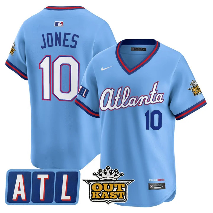 MEN'S ATLANTA BRAVES 2026 CITY CONNECT X OUTKAST VAPOR PREMIER LIMITED JERSEY BLUE#10 CHIPPER JONES