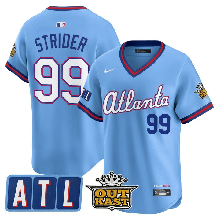 MEN'S ATLANTA BRAVES 2026 CITY CONNECT X OUTKAST VAPOR PREMIER LIMITED JERSEY BLUE#99 SPENCER STRIDER