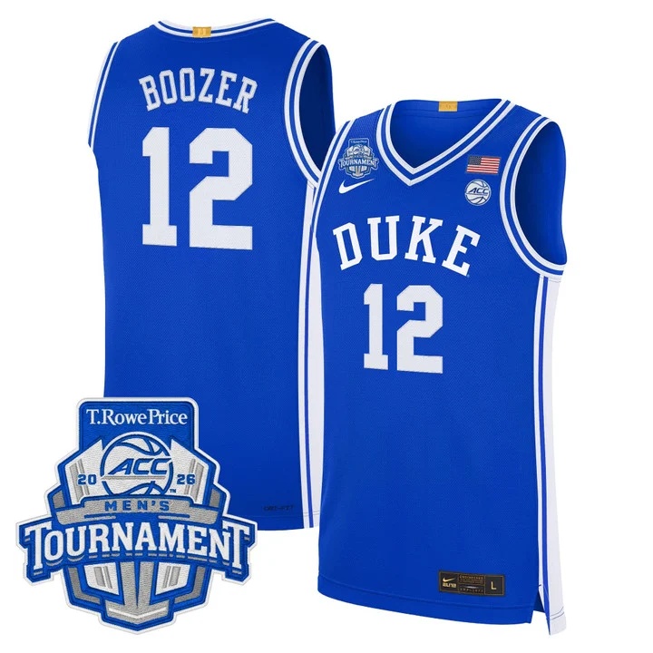MEN'S DUKE BLUE DEVILS 2026 ACC CONFERENCE TOURNAMENT CHAMPIONS BASKETBALL JERSEY ROYAL#12 CAMERON BOOZER