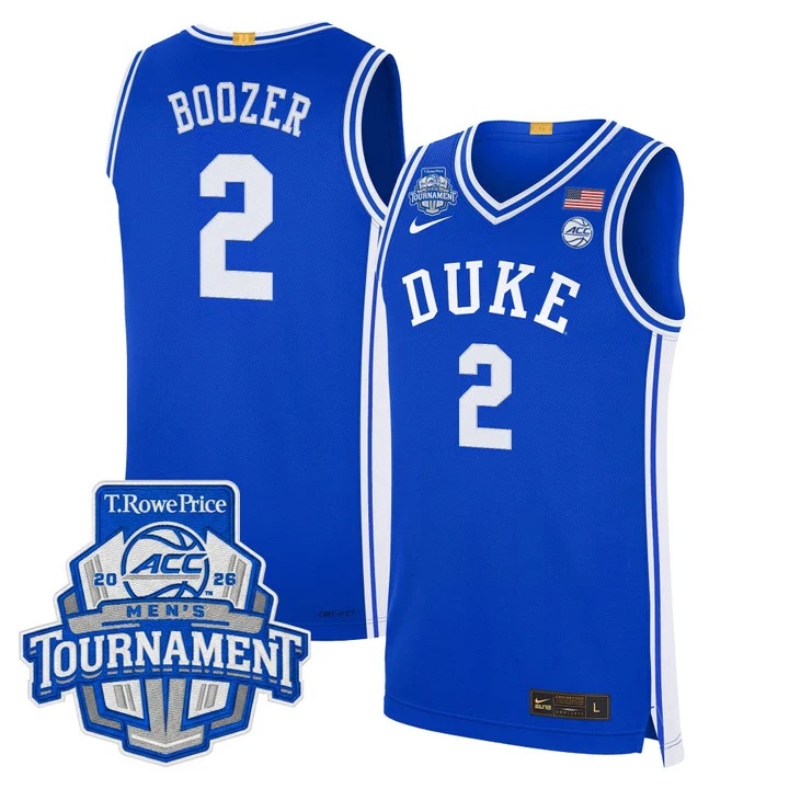 MEN'S DUKE BLUE DEVILS 2026 ACC CONFERENCE TOURNAMENT CHAMPIONS BASKETBALL JERSEY ROYAL#2 CAYDEN BOOZER
