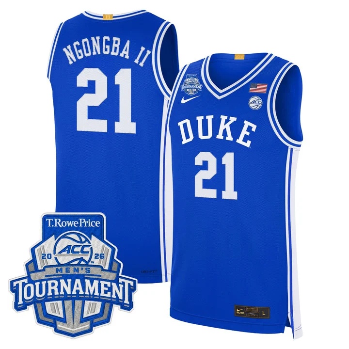 MEN'S DUKE BLUE DEVILS 2026 ACC CONFERENCE TOURNAMENT CHAMPIONS BASKETBALL JERSEY ROYAL#21 PATRICK NGONGBA II