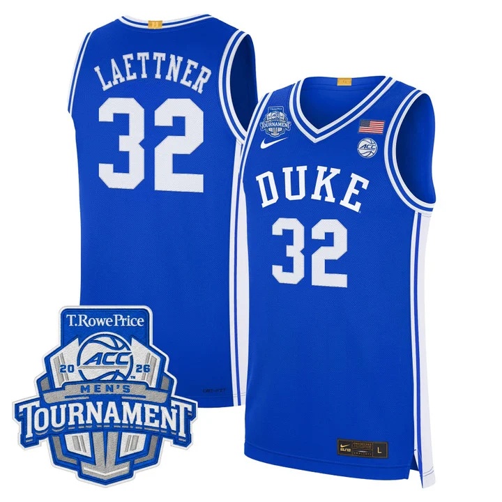 MEN'S DUKE BLUE DEVILS 2026 ACC CONFERENCE TOURNAMENT CHAMPIONS BASKETBALL JERSEY ROYAL#32 CHRISTIAN LAETTNER