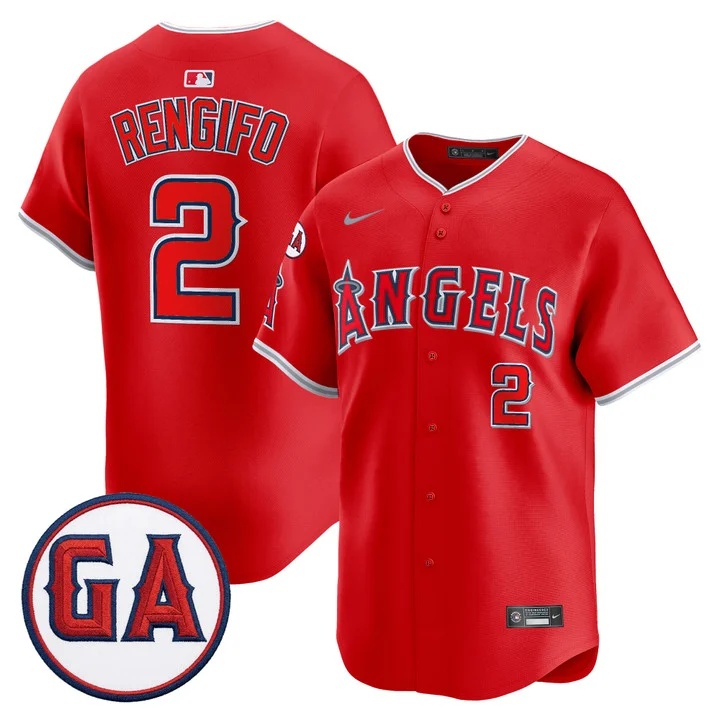MEN'S LOS ANGELES ANGELS 'GARRET ANDERSON TRIBUTE PATCH' VAPOR PREMIER LIMITED JERSEY RED#2 LUIS RENGIFO