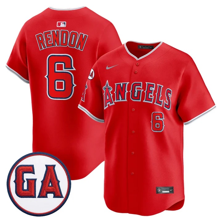 MEN'S LOS ANGELES ANGELS 'GARRET ANDERSON TRIBUTE PATCH' VAPOR PREMIER LIMITED JERSEY RED#6 ANTHONY RENDON