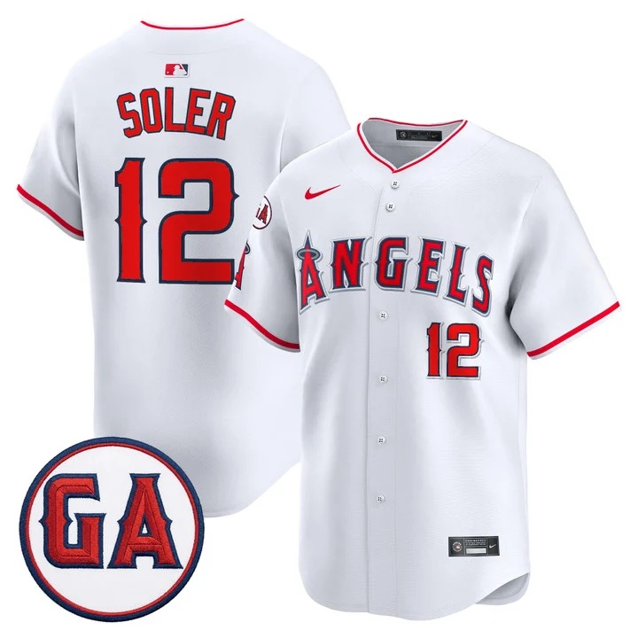 MEN'S LOS ANGELES ANGELS 'GARRET ANDERSON TRIBUTE PATCH' VAPOR PREMIER LIMITED JERSEY WHITE#12 JORGE SOLER