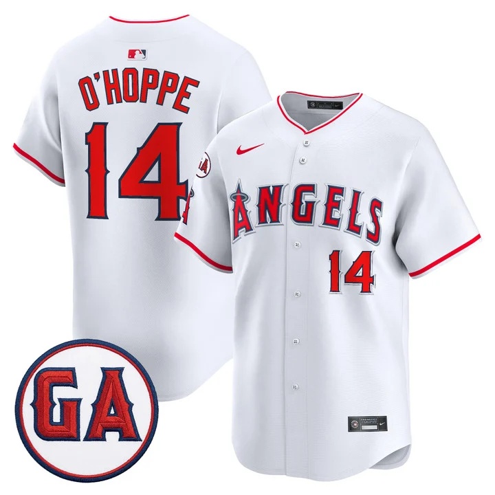 MEN'S LOS ANGELES ANGELS 'GARRET ANDERSON TRIBUTE PATCH' VAPOR PREMIER LIMITED JERSEY WHITE#14 LOGAN O'HOPPE