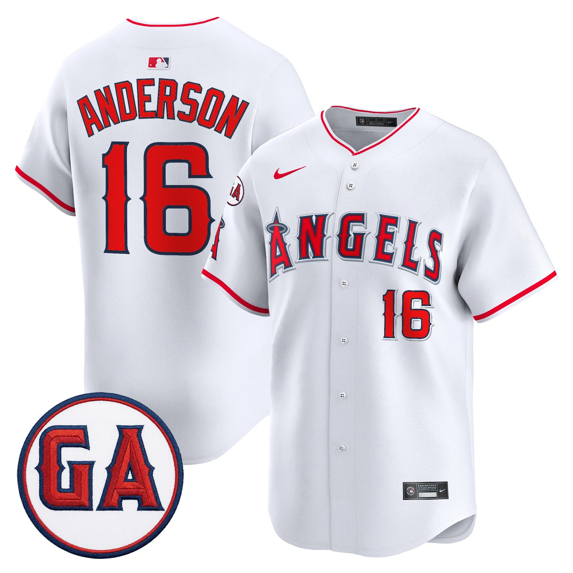MEN'S LOS ANGELES ANGELS 'GARRET ANDERSON TRIBUTE PATCH' VAPOR PREMIER LIMITED JERSEY WHITE#16 GARRET ANDERSON