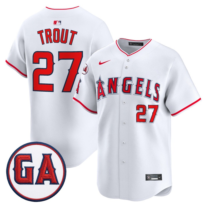 MEN'S LOS ANGELES ANGELS 'GARRET ANDERSON TRIBUTE PATCH' VAPOR PREMIER LIMITED JERSEY WHITE#27 MIKE TROUT