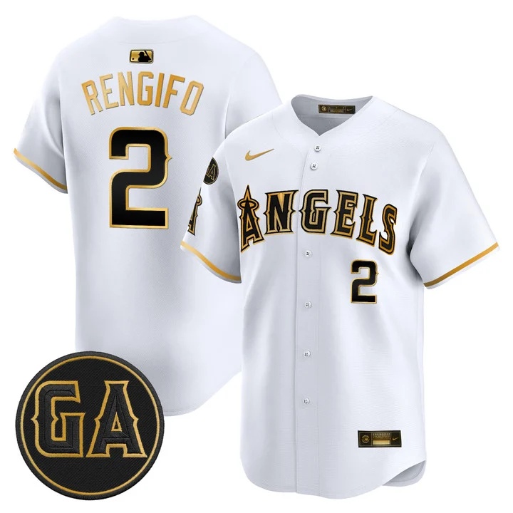 MEN'S LOS ANGELES ANGELS 'GARRET ANDERSON TRIBUTE PATCH' VAPOR PREMIER LIMITED JERSEY WHITE GOLD#2 LUIS RENGIFO