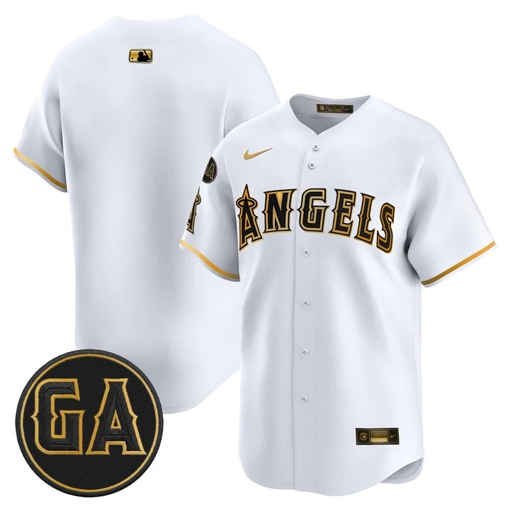 MEN'S LOS ANGELES ANGELS 'GARRET ANDERSON TRIBUTE PATCH' VAPOR PREMIER LIMITED JERSEY WHITE GOLD BLANK