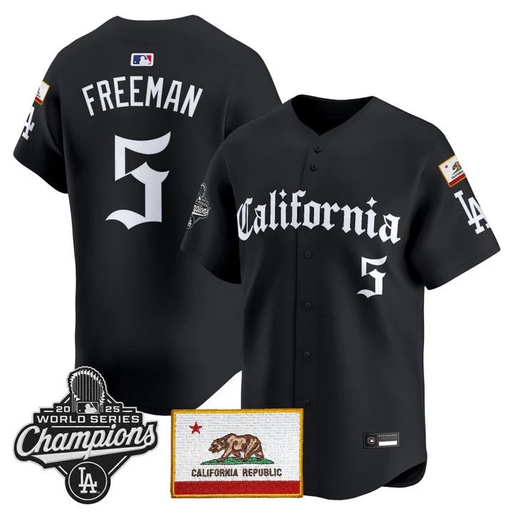 MEN'S LOS ANGELES DODGERS CALIFORNIA GOTHIC EDITION VAPOR PREMIER LIMITED JERSEY BLACK#5 FREDDIE FREEMAN