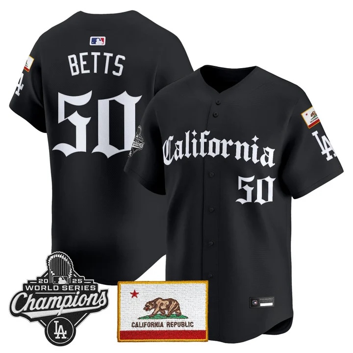 MEN'S LOS ANGELES DODGERS CALIFORNIA GOTHIC EDITION VAPOR PREMIER LIMITED JERSEY BLACK#50 MOOKIE BETTS