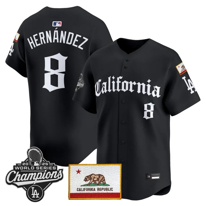 MEN'S LOS ANGELES DODGERS CALIFORNIA GOTHIC EDITION VAPOR PREMIER LIMITED JERSEY BLACK#8 KIKE HERNANDEZ