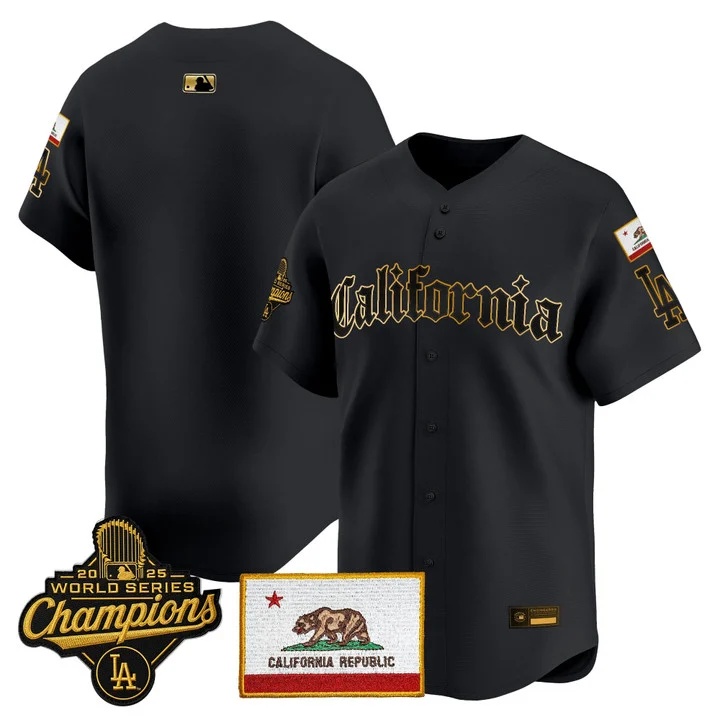 MEN'S LOS ANGELES DODGERS CALIFORNIA GOTHIC EDITION VAPOR PREMIER LIMITED JERSEY BLACK GOLD BLANK