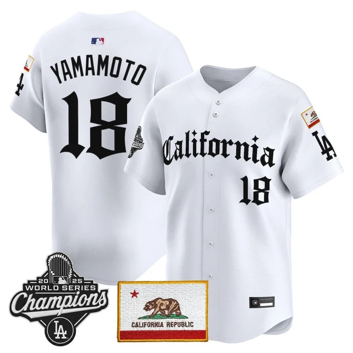 MEN'S LOS ANGELES DODGERS CALIFORNIA GOTHIC EDITION VAPOR PREMIER LIMITED JERSEY WHITE#18 YAMAMOTO