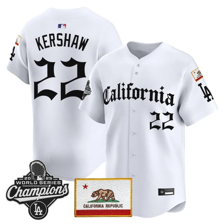 MEN'S LOS ANGELES DODGERS CALIFORNIA GOTHIC EDITION VAPOR PREMIER LIMITED JERSEY WHITE#22 CLAYTON KERSHAW