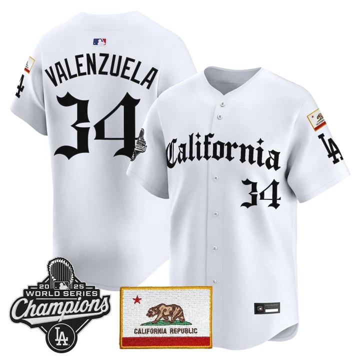 MEN'S LOS ANGELES DODGERS CALIFORNIA GOTHIC EDITION VAPOR PREMIER LIMITED JERSEY WHITE#34 FERNANDO VALENZUELA