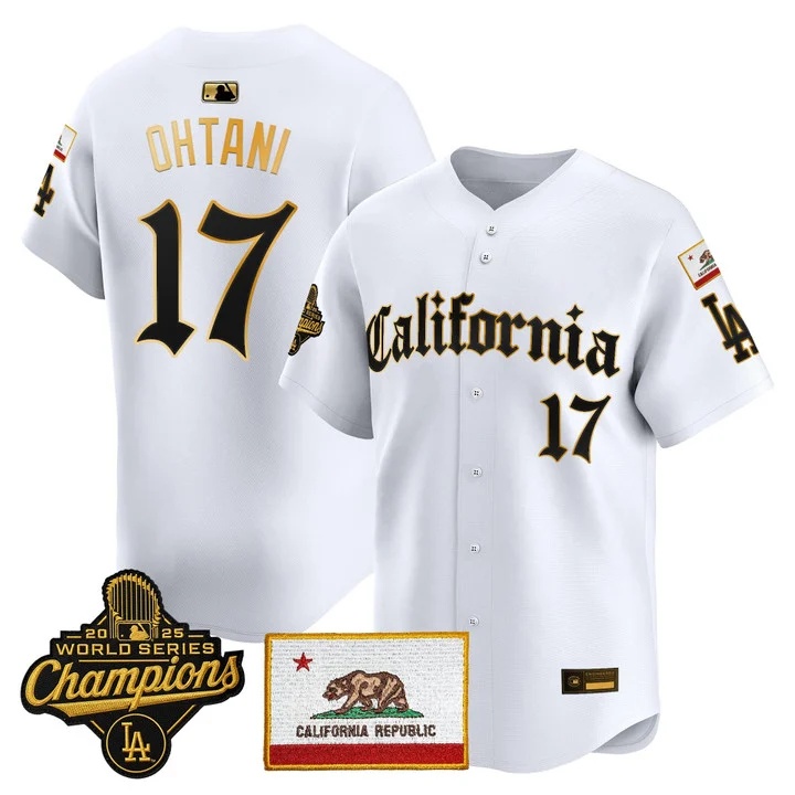 MEN'S LOS ANGELES DODGERS CALIFORNIA GOTHIC EDITION VAPOR PREMIER LIMITED JERSEY WHITE GOLD#17 SHOHEI OHTANI