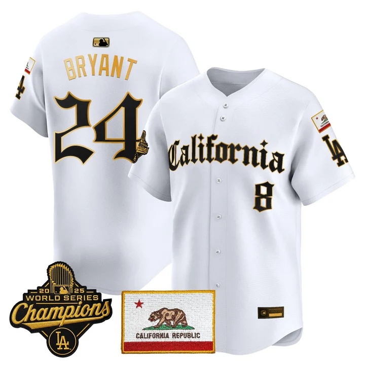 MEN'S LOS ANGELES DODGERS CALIFORNIA GOTHIC EDITION VAPOR PREMIER LIMITED JERSEY WHITE GOLD#24 KOBE BRYANT