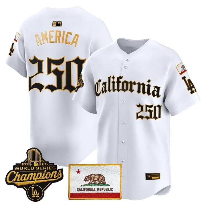MEN'S LOS ANGELES DODGERS CALIFORNIA GOTHIC EDITION VAPOR PREMIER LIMITED JERSEY WHITE GOLD#250 AMERICA