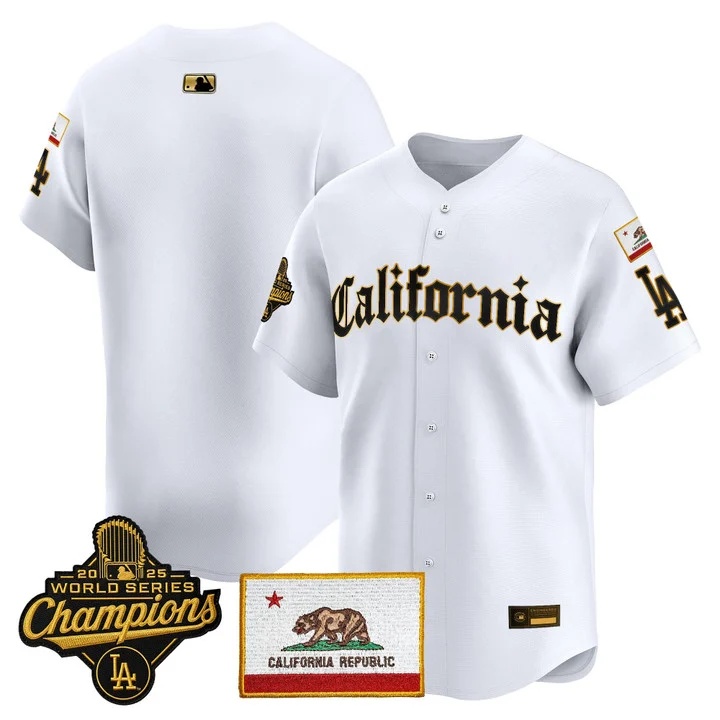 MEN'S LOS ANGELES DODGERS CALIFORNIA GOTHIC EDITION VAPOR PREMIER LIMITED JERSEY WHITE GOLD BLANK