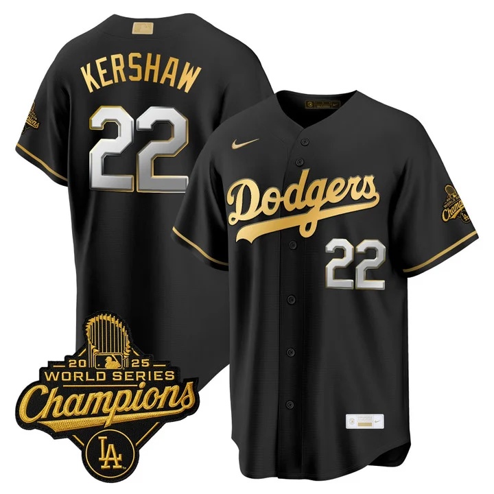 MEN'S LOS ANGELES DODGERS GOLD COLLECTION PREMIER LIMITED JERSEY BLACK GOLD#22 CLAYTON KERSHAW
