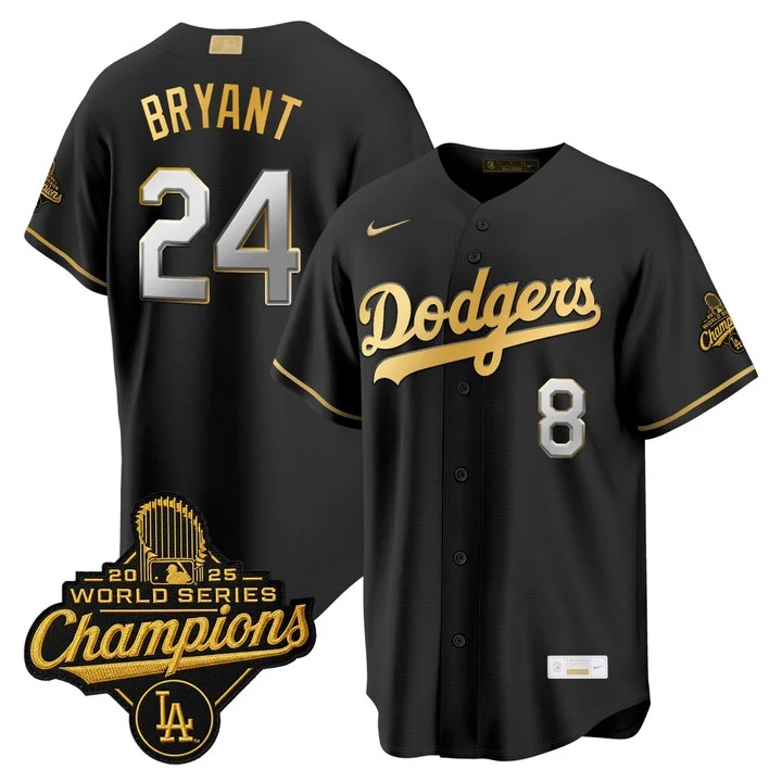 MEN'S LOS ANGELES DODGERS GOLD COLLECTION PREMIER LIMITED JERSEY BLACK GOLD#24 KOBE BRYANT